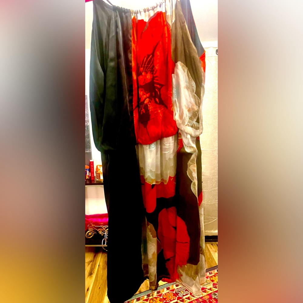 Gorgeous, vivid black gauzy, professional dress showcased by “Skies Are Blue”!